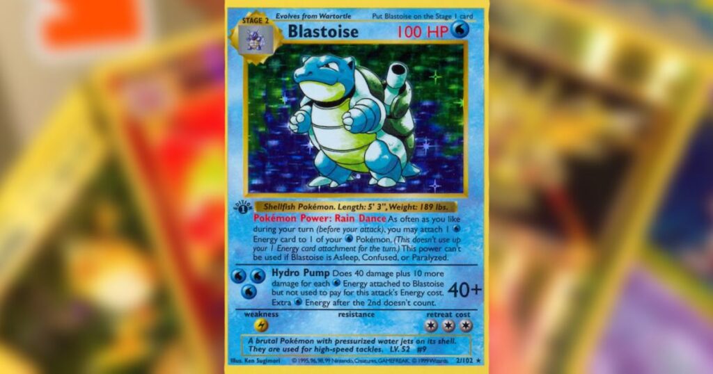 pokemon Blastoise 1st Edition Shadowless Base Set Card