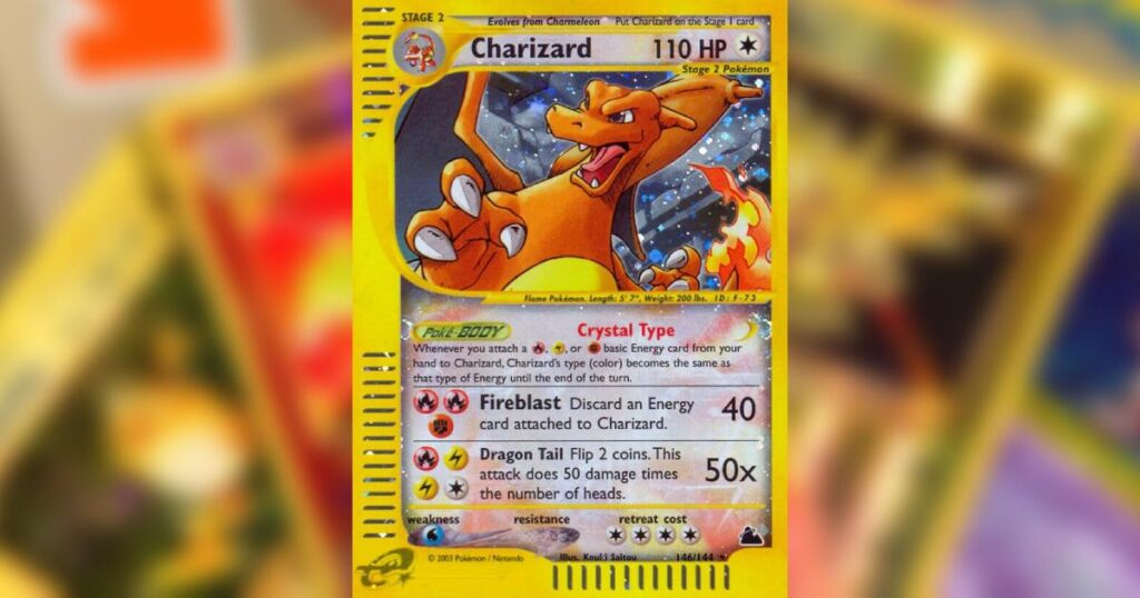 pokemon Crystal Charizard Holo Skyridge Card