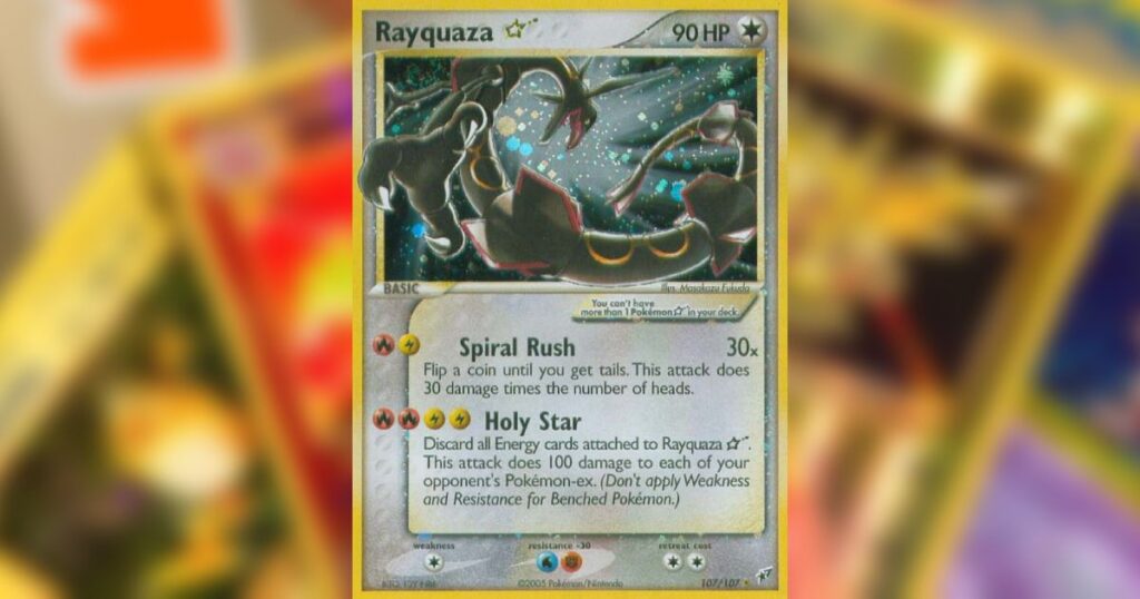 pokemon Rayquaza Gold Star Holo Ex Deoxys Card